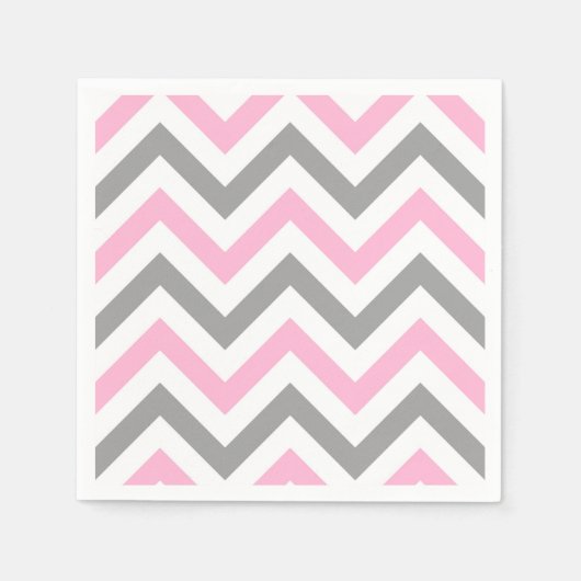 Roze, Dk Grey Wht Large Chevron ZigZag Pattern Servet (Voorkant)