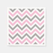 Roze, Dk Grey Wht Large Chevron ZigZag Pattern Servetten (Voorkant)