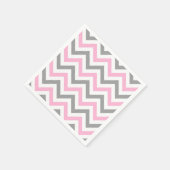 Roze, Dk Grey Wht Large Chevron ZigZag Pattern Servetten (Hoek)