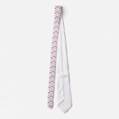 Roze, Dk Grey Wht Large Chevron ZigZag Pattern Stropdas (Achterkant)