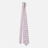 Roze, Dk Grey Wht Large Chevron ZigZag Pattern Stropdas (Achterkant)