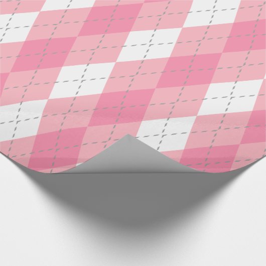 Roze Dk Grijs Wit XL Argyle Cadeaupapier (Hoek)