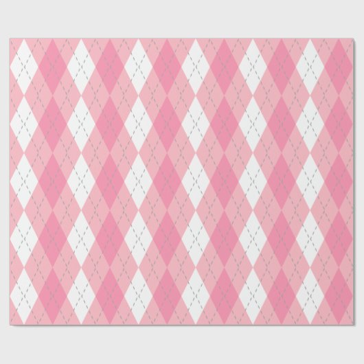 Roze Dk Grijs Wit XL Argyle Cadeaupapier (Vlak)