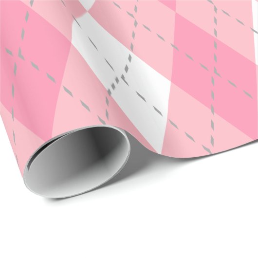 Roze Dk Grijs Wit XL Argyle Cadeaupapier (Rol Hoek)