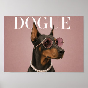 Roze Dobermann Dog Covergirl A4 Poster