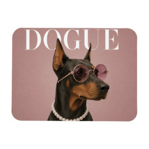 Roze Dobermann-hond Covergirl Magneet