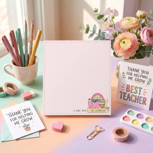 Roze Docentenwaardering retro potlood Notitieblok