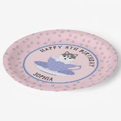 Roze Dog Birthday Party Borden Papieren Bordje (Gekanteld)