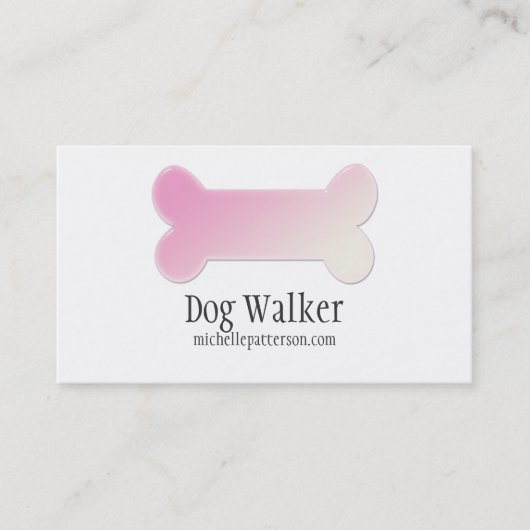 Roze Dog Bone Visitekaartje Design 4 (Voorkant)