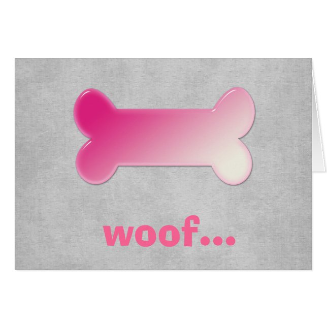 Roze dog bot *Wof* Blanco Wenskaart (Voorkant Horizontaal)