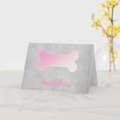 Roze dog bot *Wof* Blanco Wenskaart 3 Kaart (Gele Bloem)