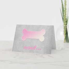 Roze dog bot *Wof* Blanco Wenskaart 3 Kaart