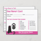 Roze Dog en Mirror Dog Grooming Report Kaart (Voorkant / Achterkant)