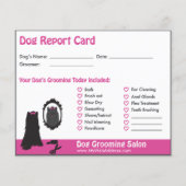 Roze Dog en Mirror Dog Grooming Report Kaart (Voorkant)