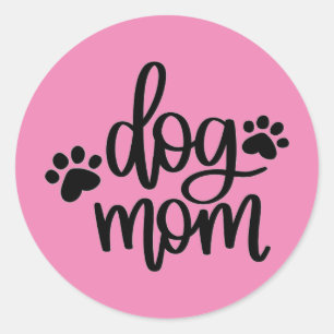 Roze Dog mama Paws Ronde Sticker