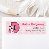 Roze Dog Monogram Letter D Adres Etiket (Insitu)