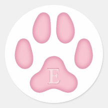 Roze Dog Paw Afdrukken Gepersonaliseerd Pet Monogr