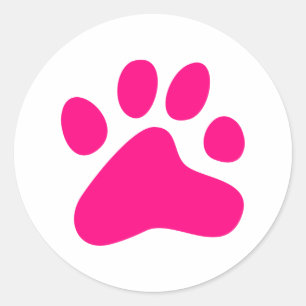 Roze Dog Paw Ronde Sticker