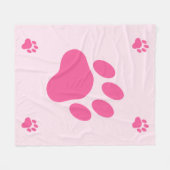 Roze Dog Paw Silhouettes Fleece Deken (Voorkant (Horizontaal))