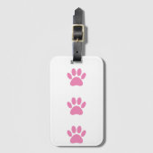 Roze dog Pawprint Bagagelabel (Voorkant (verticaal))