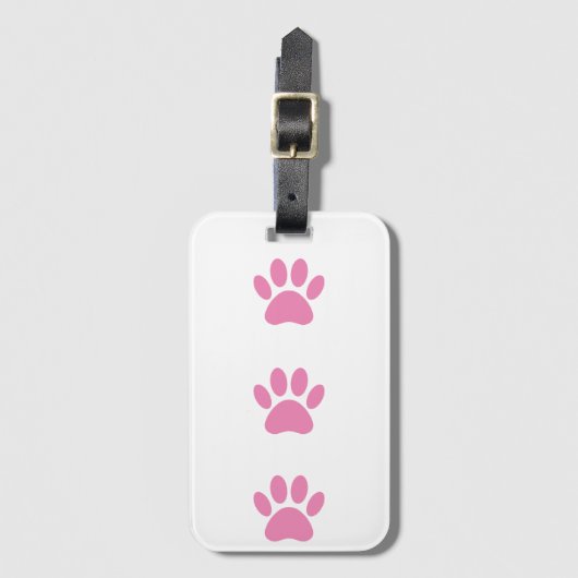 Roze dog Pawprint Bagagelabel (Voorkant (verticaal))