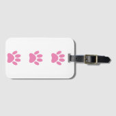 Roze dog Pawprint Bagagelabel (Voorkant (horizontaal))