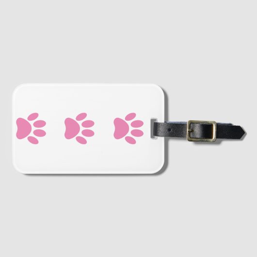 Roze dog Pawprint Bagagelabel (Voorkant (horizontaal))