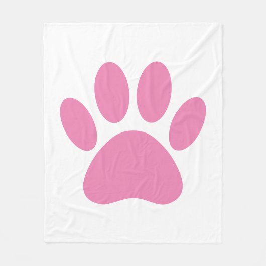 Roze Dog Pawprint Fleece Blanket (Voorkant)