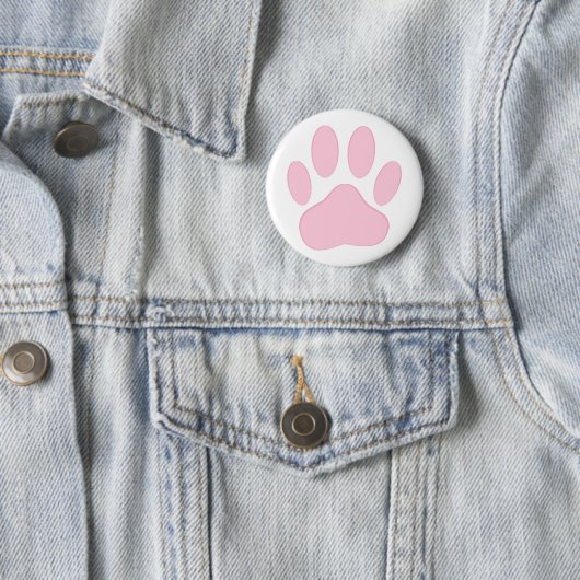Roze dog Pawprint Ronde Button 5,7 Cm (In situ)