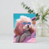 Roze Dog Ride-a-long Briefkaart (Staand voorkant)