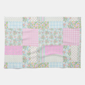  Roze Dog Roos Faux Patchwork Kitchen Towel Theedoek (Horizontaal)