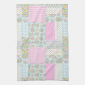  Roze Dog Roos Faux Patchwork Kitchen Towel Theedoek (Verticaal)