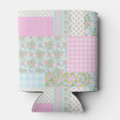 Roze Dog Roos Faux Patchwork Koelbox Blikjeskoeler (Achterkant)