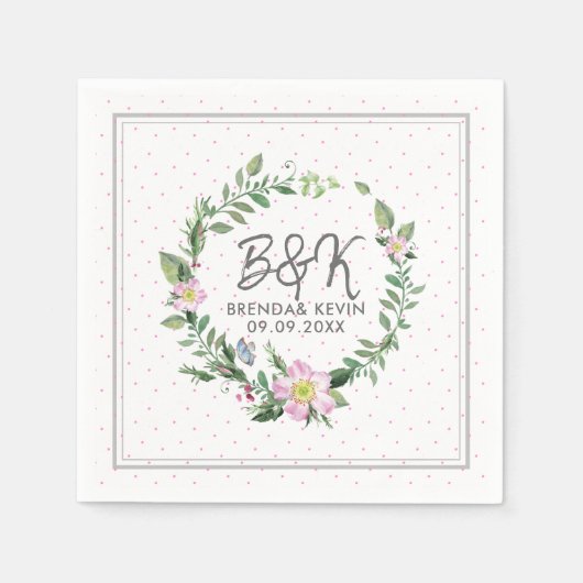 Roze Dog Roos Waterverven Warm Servet (Voorkant)