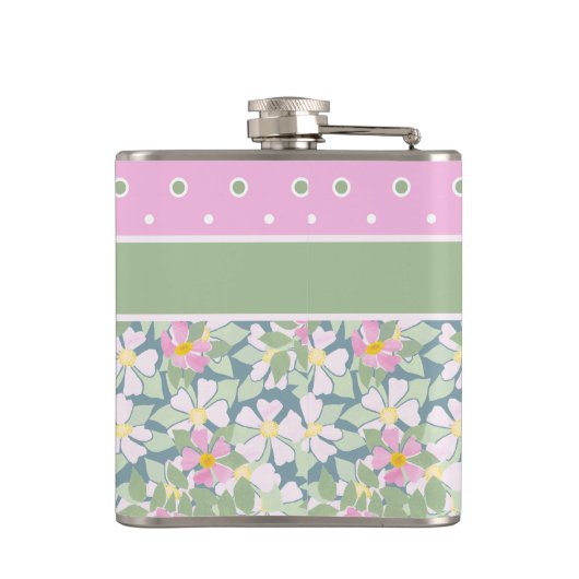  Roze Dog-Rozen op de marine en de Polkas Heupfles (Achterkant)