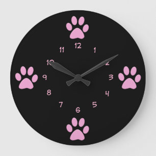 Roze dog-thema wandklokken