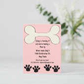 Roze Doggy Theme Birthday Uitnodiging (Staand voorkant)
