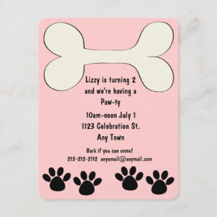 Roze Doggy Theme Birthday Uitnodiging