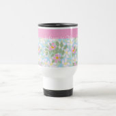 Roze Dogroses op Blue Travel Mug om mensen aan te  Reisbeker (Center)