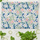  roze dogroses op Navy Blue Kitchen Towel Theedoek (Gevouwen)