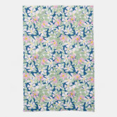  roze dogroses op Navy Blue Kitchen Towel Theedoek (Verticaal)