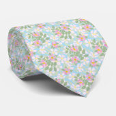 Roze Dogroses op Sky Blue Chic Unisex Necktie Stropdas (Opgerold)