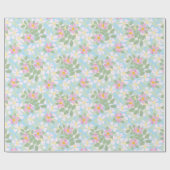  roze Dogroses op Sky Blue Wrapping Paper Cadeaupapier (Vlak)
