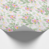  roze Dogroses op wit inpakpapier (Hoek)