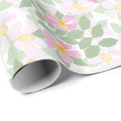  roze Dogroses op wit inpakpapier (Rol Hoek)