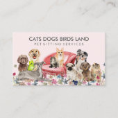 Roze dogs Cat Bird Hotel Sofa Pet Sitting Grooming Visitekaartje (Voorkant)