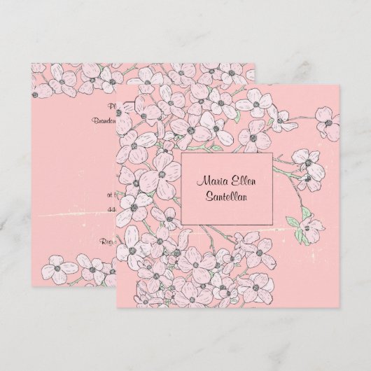  Roze Dogwood Baby shower Uitnodiging (Voorkant / Achterkant)