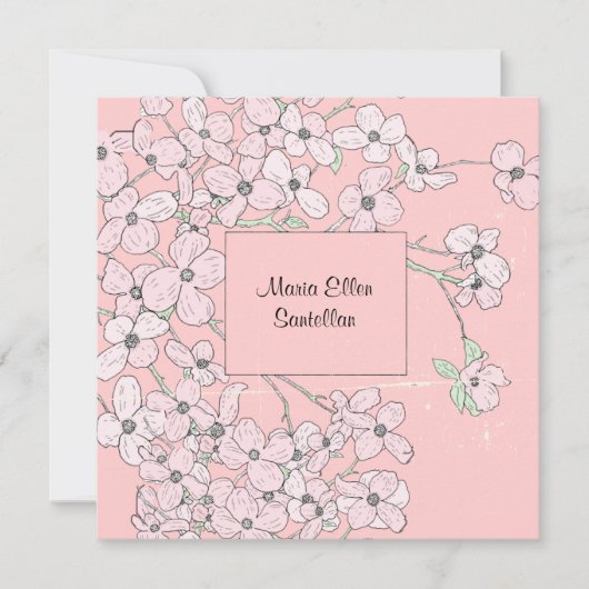  Roze Dogwood Baby shower Uitnodiging (Voorkant)