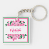 Roze Dogwood Blossom - Gepersonaliseerd Sleutelhanger (Achterkant)