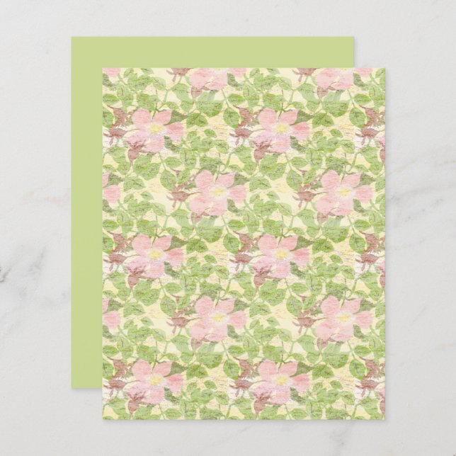Roze Dogwood Blossom Green  Scrapbook Paper (Voorkant / Achterkant)